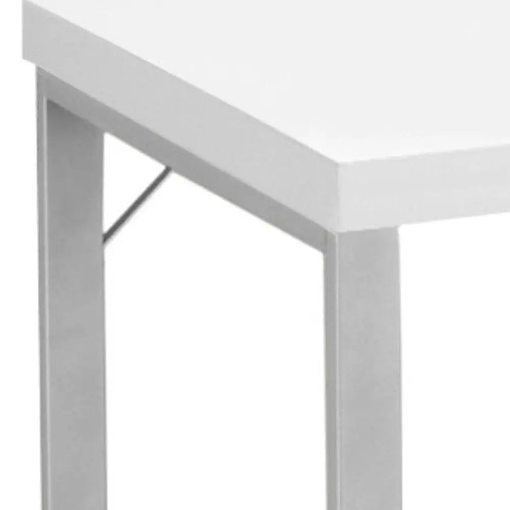 24" White and Silver Computer Desk - NOBLE HOME INTERIORS