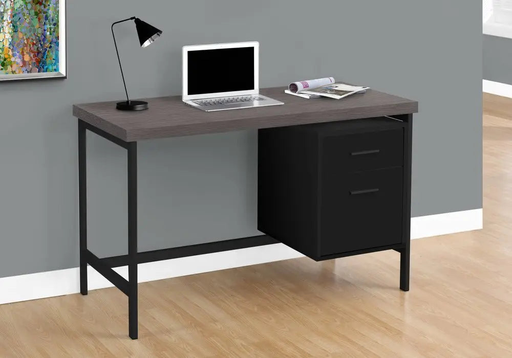 24" White and Silver Computer Desk With Two Drawers - NOBLE HOME INTERIORS