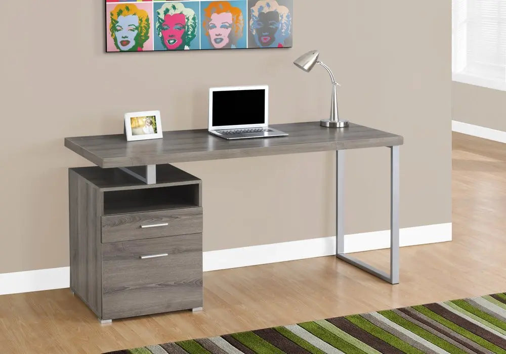 24" White and Silver Computer Desk With Two Drawers - NOBLE HOME INTERIORS