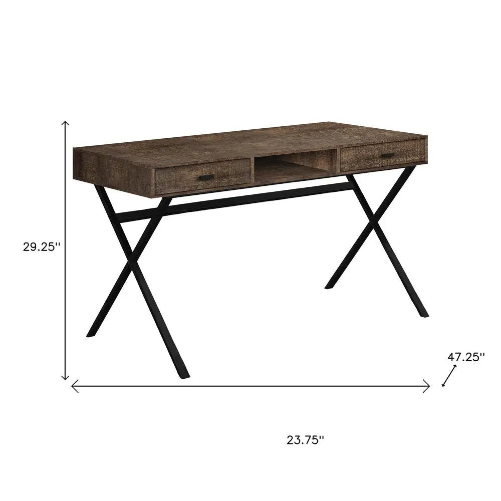 24" White and Silver Computer Desk With Two Drawers - NOBLE HOME INTERIORS