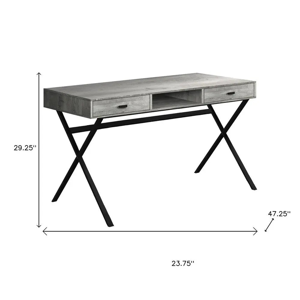24" White and Silver Computer Desk With Two Drawers - NOBLE HOME INTERIORS