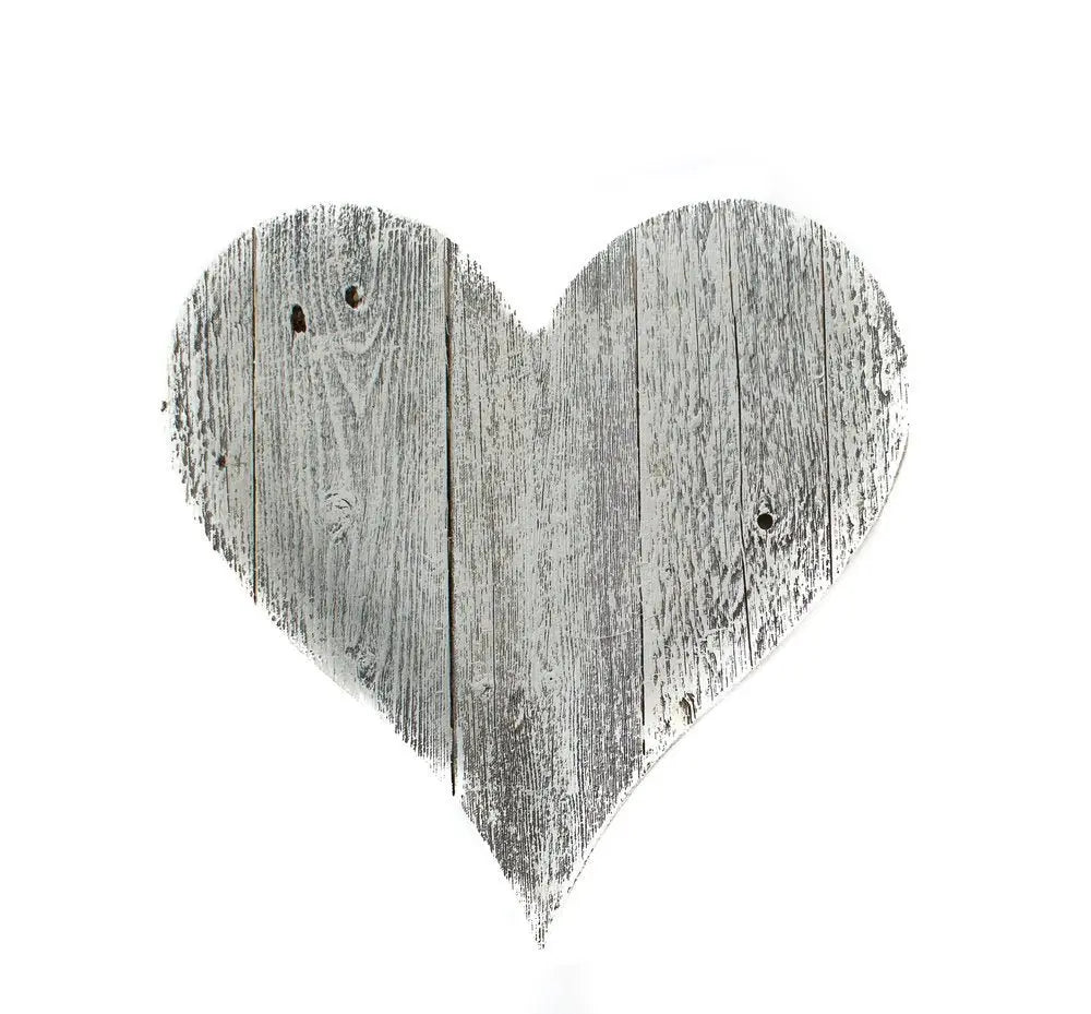 24" Whitewash Reclaimed Wood Heart Wall Decor - NOBLE HOME INTERIORS
