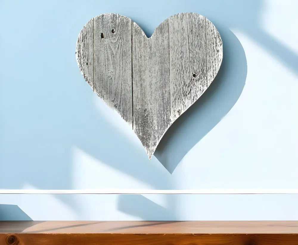 24" Whitewash Reclaimed Wood Heart Wall Decor - NOBLE HOME INTERIORS