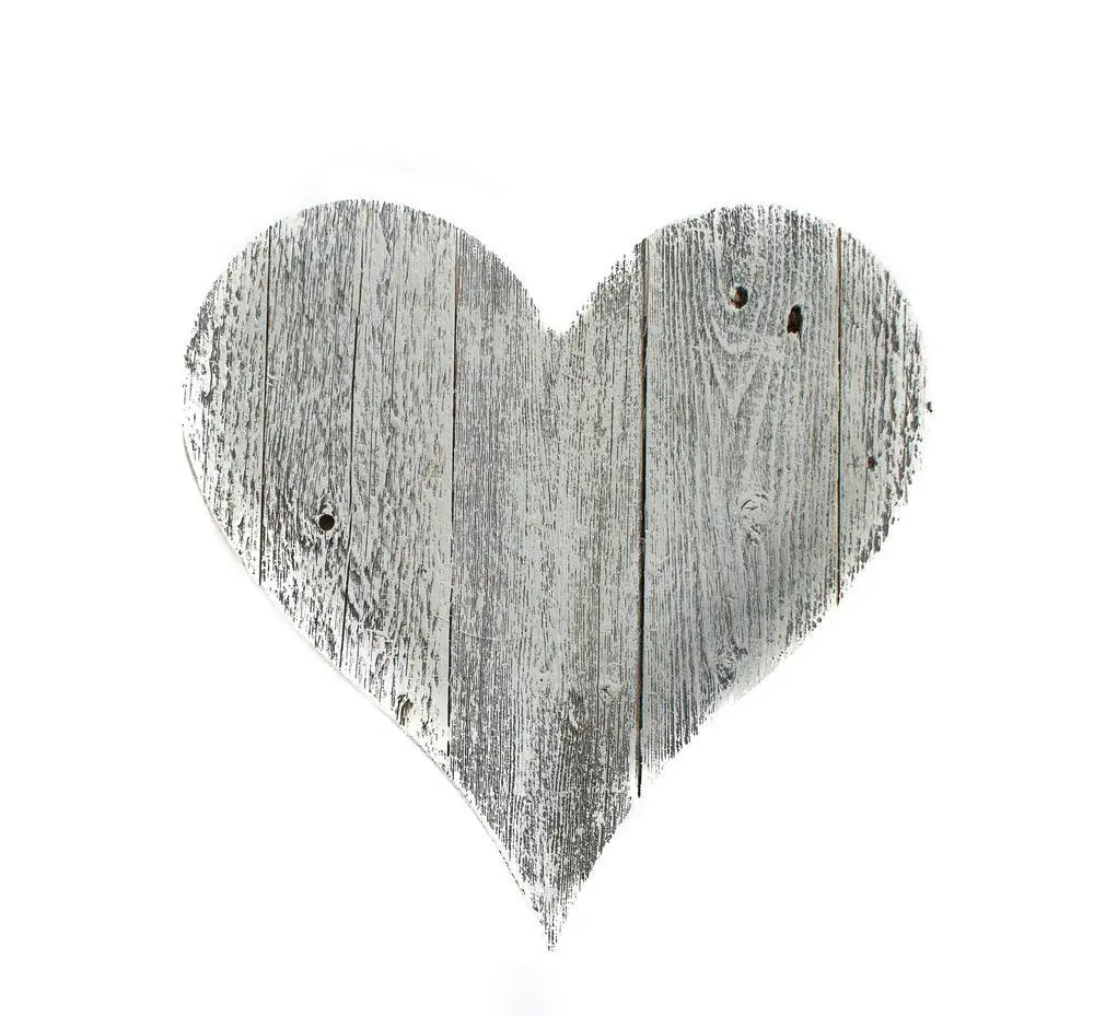 24" Whitewash Reclaimed Wood Heart Wall Decor - NOBLE HOME INTERIORS