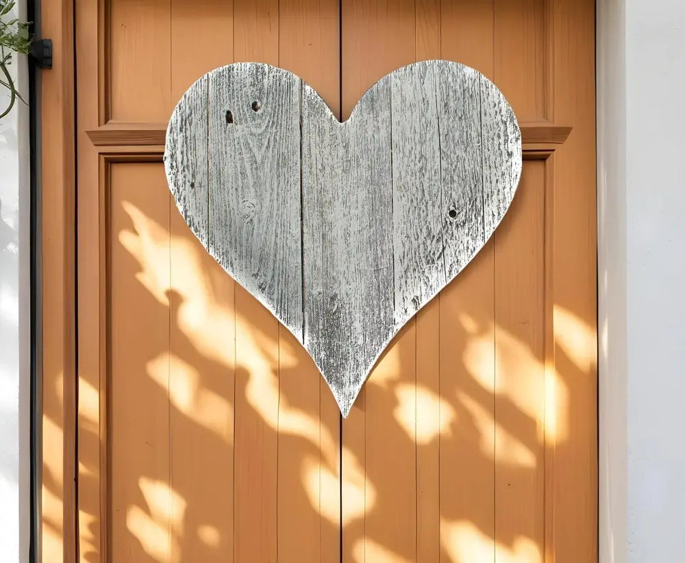 24" Whitewash Reclaimed Wood Heart Wall Decor - NOBLE HOME INTERIORS