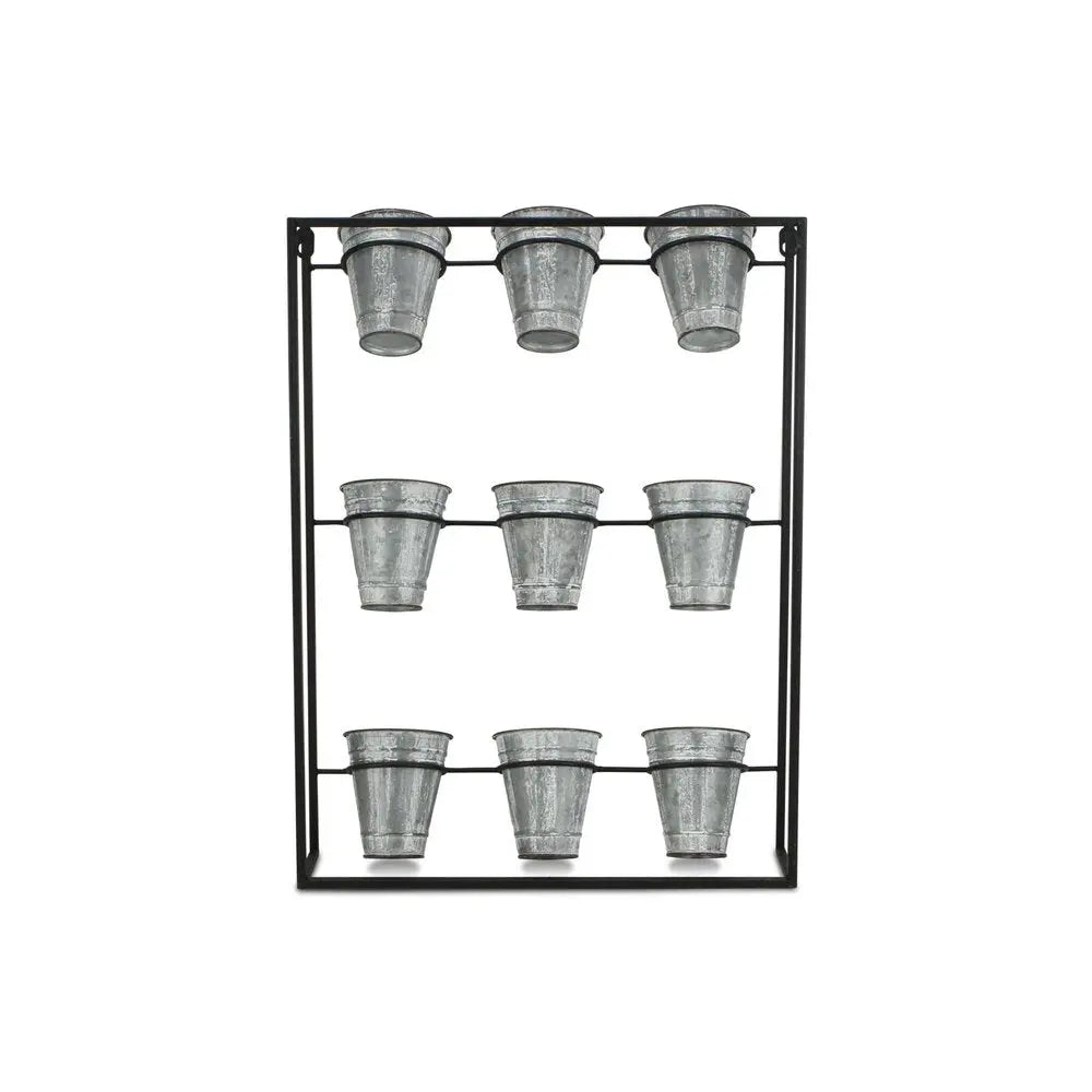 24" X 18" Black And Silver Metal Rectangular Wall Planter HomeRoots