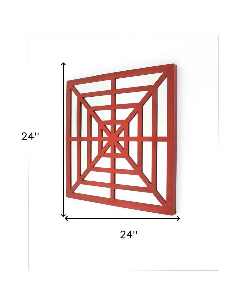 24" X 24" X 1" Blue Mirrored Square Wooden Wall Decor - NOBLE HOME INTERIORS