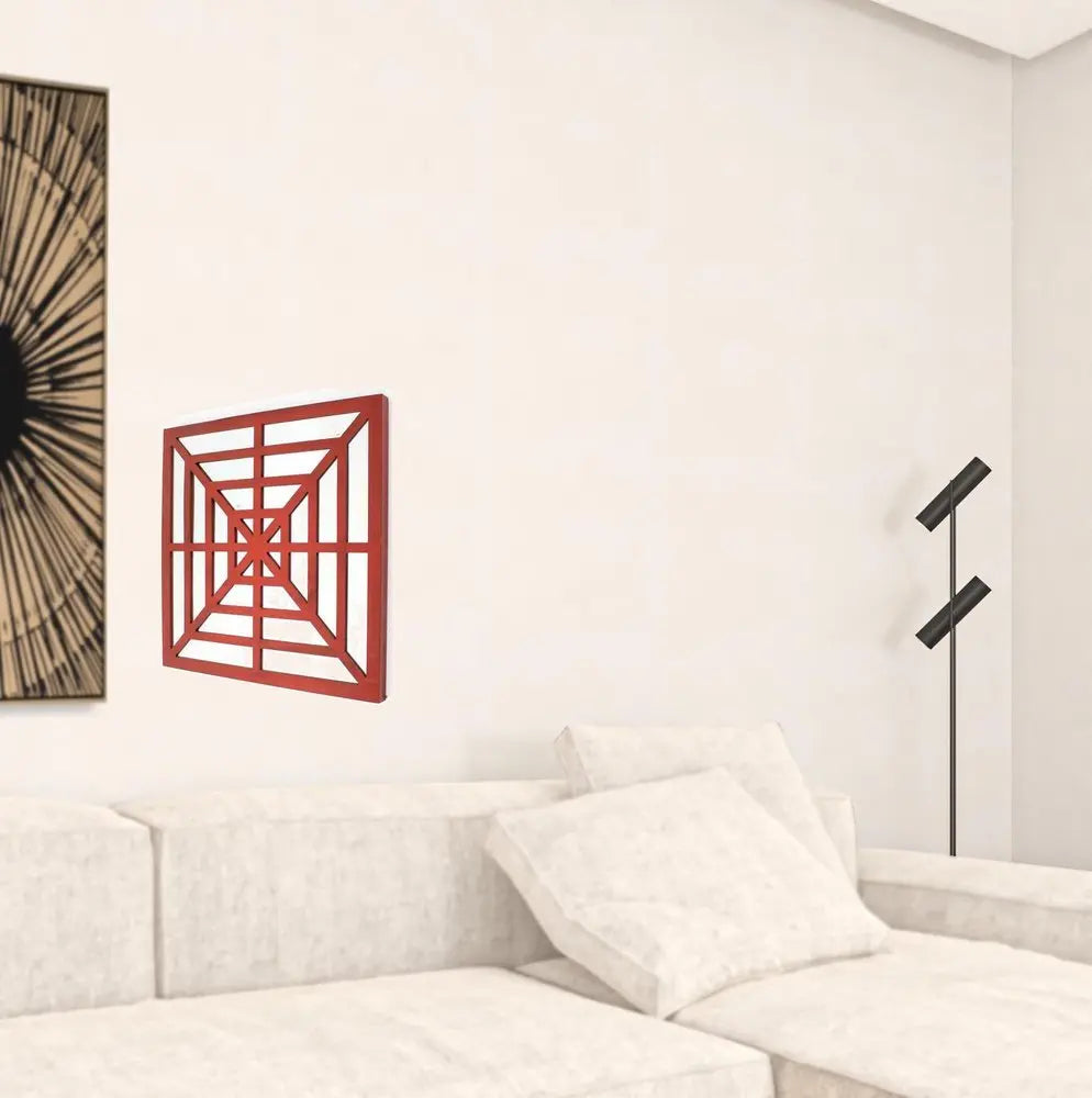 24" X 24" X 1" Blue Mirrored Square Wooden Wall Decor - NOBLE HOME INTERIORS