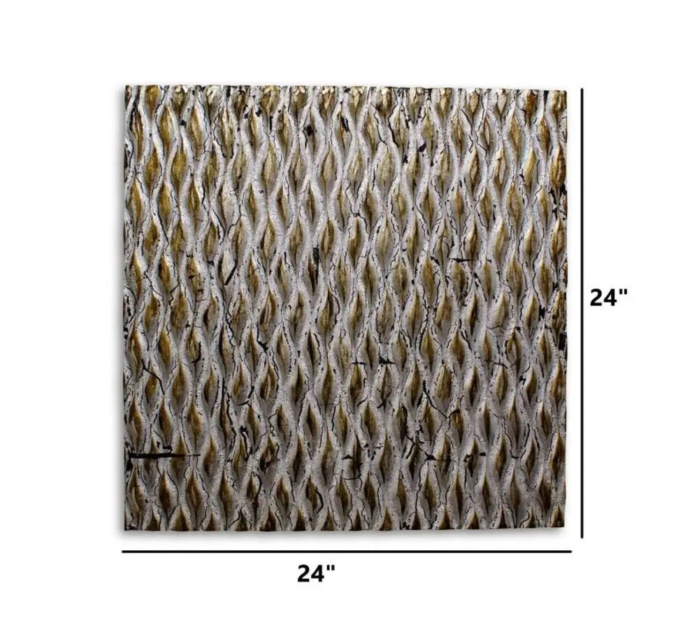 24" X 24" X 1" Raw Wood Look Silver Finish Square Wall Art Medium - NOBLE HOME INTERIORS