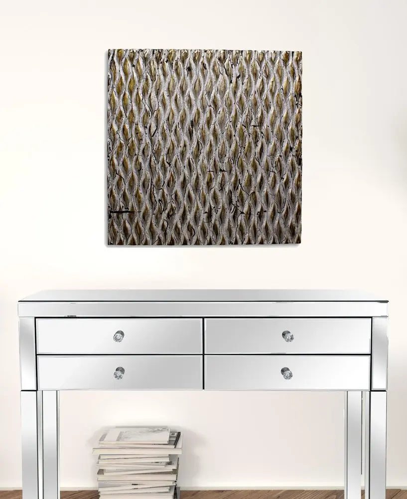 24" X 24" X 1" Raw Wood Look Silver Finish Square Wall Art Medium - NOBLE HOME INTERIORS