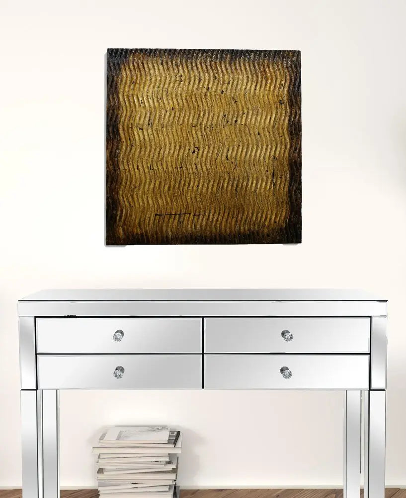 24" X 24" X 1" Raw Wood Look Silver Finish Square Wall Art Medium - NOBLE HOME INTERIORS