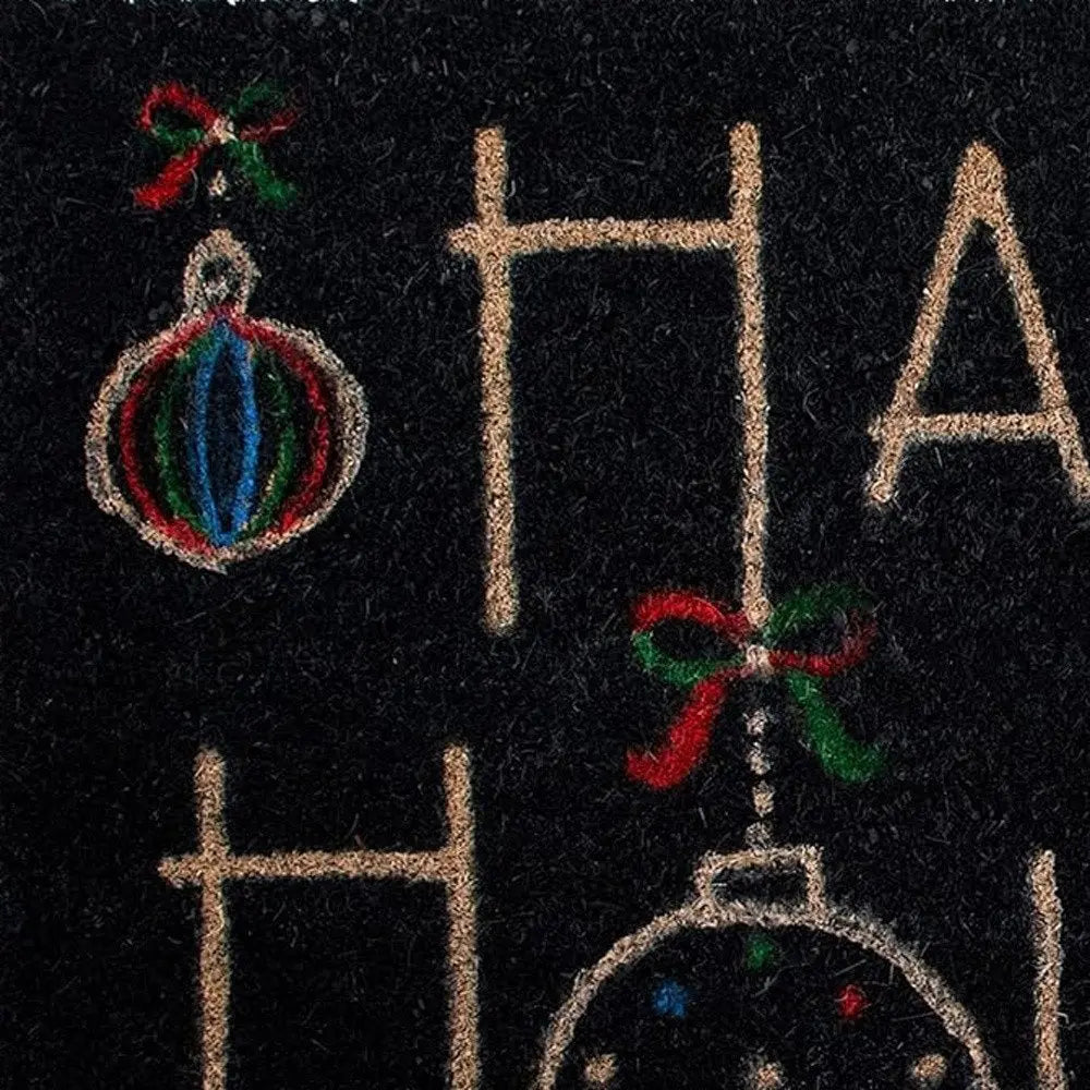 24" X 36" Black and Natural Coir Happy Holidays Outdoor Christmas Door Mat - NOBLE HOME INTERIORS