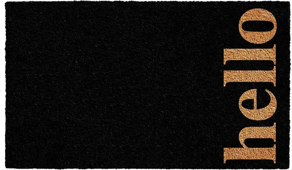 24" X 36" Black and Natural Coir Hello Outdoor Door Mat - NOBLE HOME INTERIORS