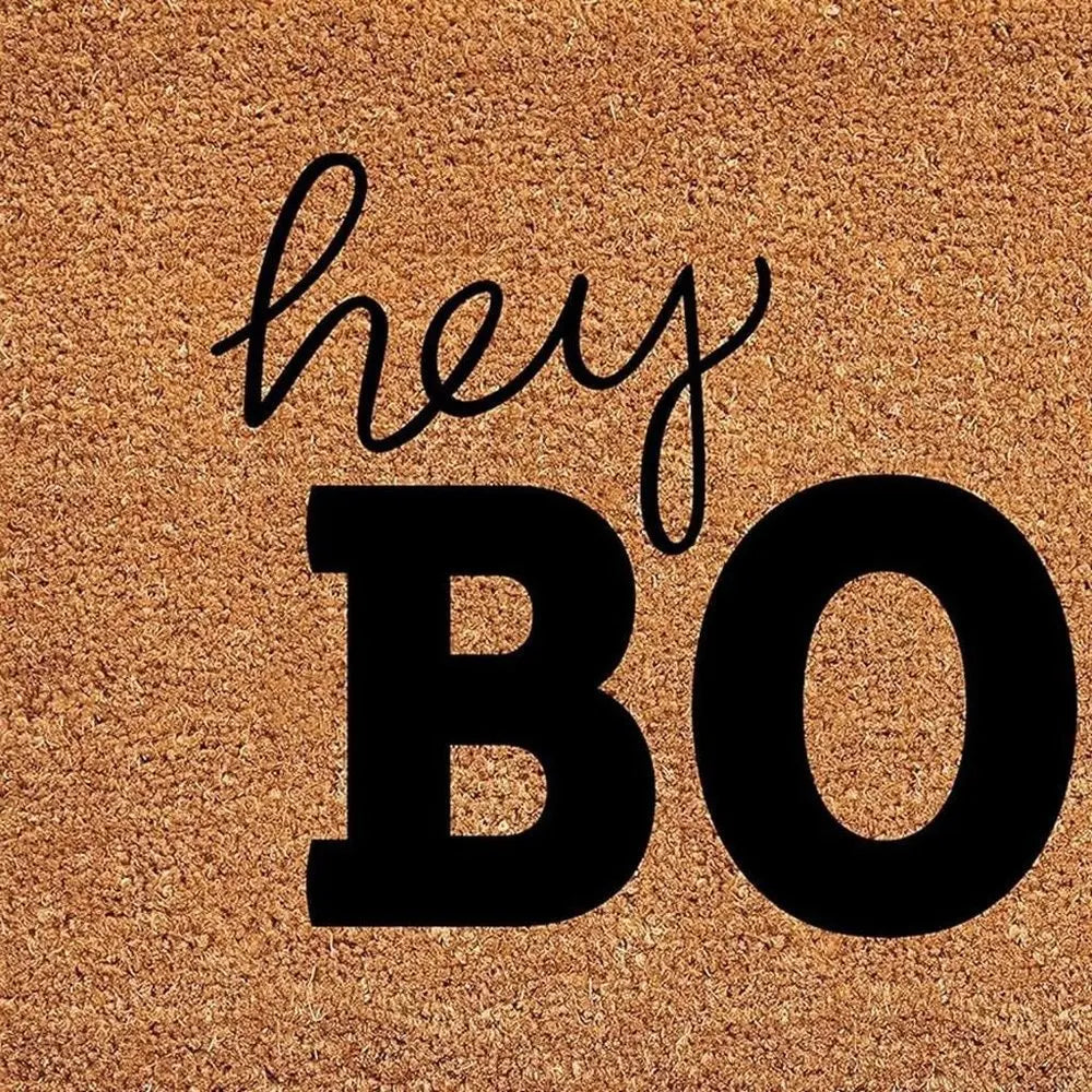 24" X 36" Black And Natural Halloween Halloween Hey There Outdoor Coir Door Mat - NOVA HOME FURNITURE