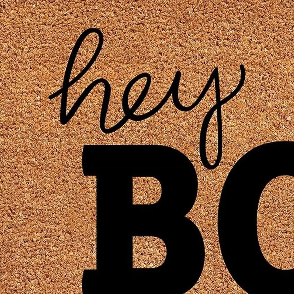24" X 36" Black And Natural Halloween Halloween Hey There Outdoor Coir Door Mat - NOVA HOME FURNITURE