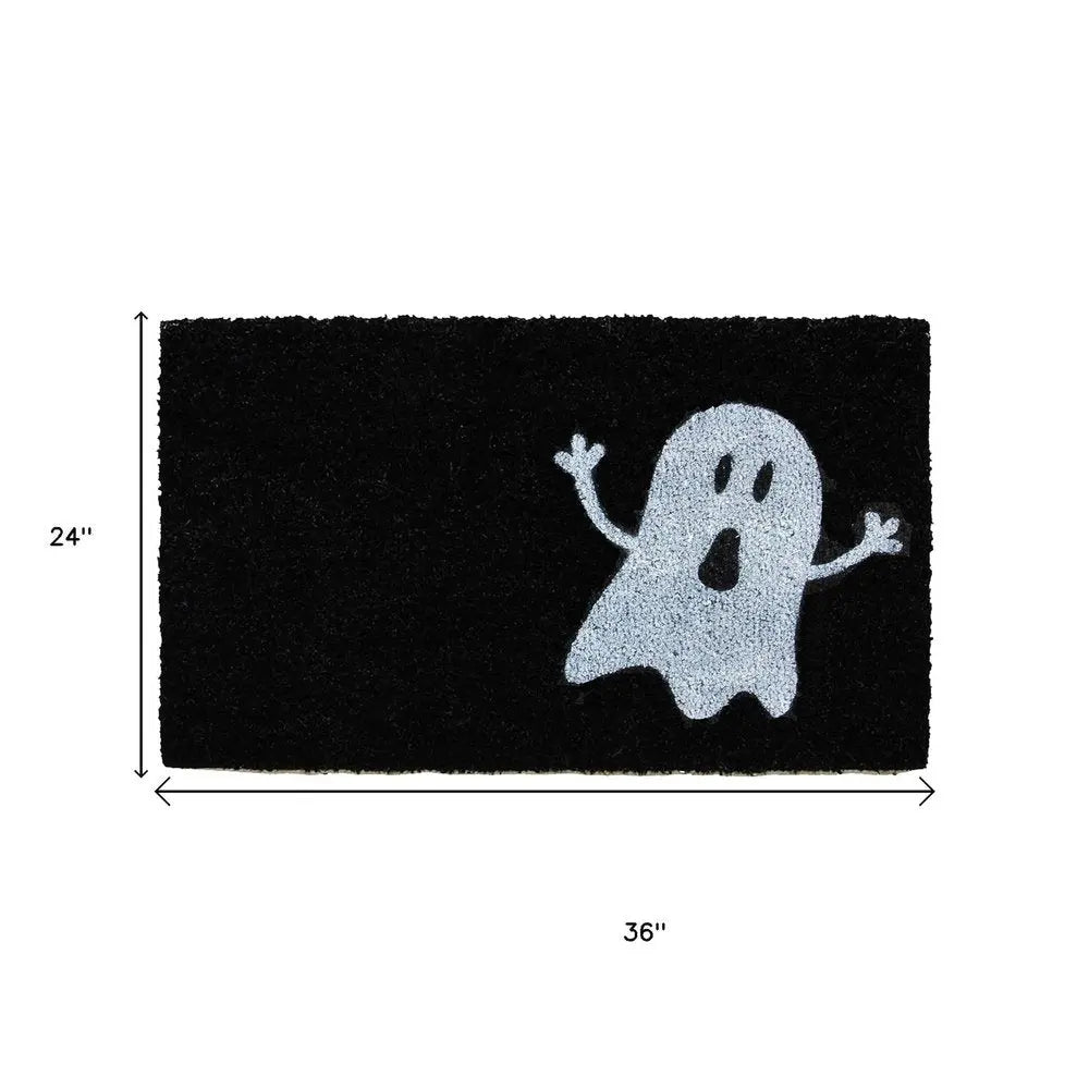 24" X 36" Black And White Halloween Halloween Outdoor Coir Door Mat - NOVA HOME FURNITURE