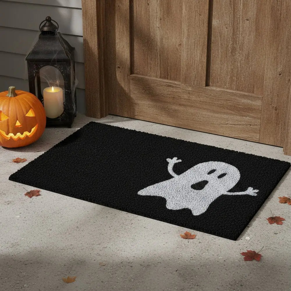 24" X 36" Black And White Halloween Halloween Outdoor Coir Door Mat - NOVA HOME FURNITURE