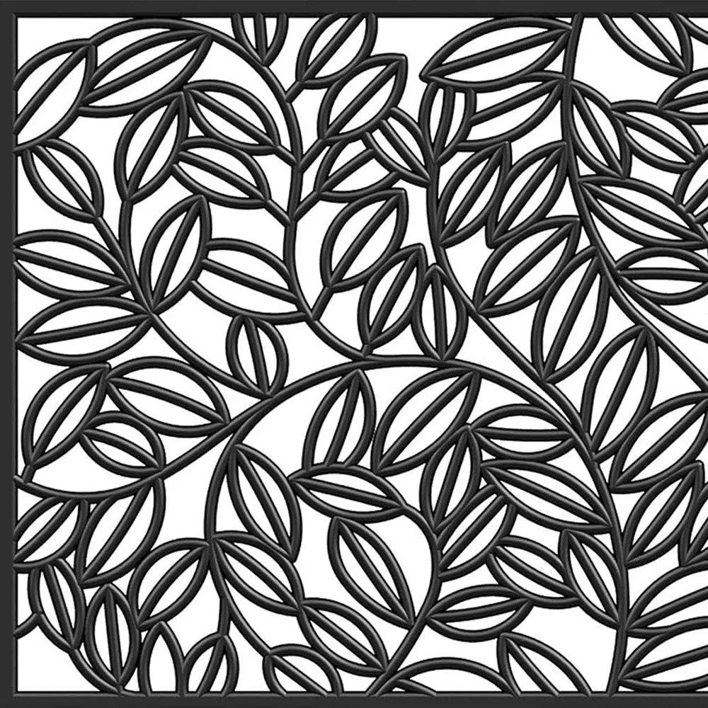 24" X 36" Black Rubber Botanical Leaves Outdoor Door Mat - NOBLE HOME INTERIORS