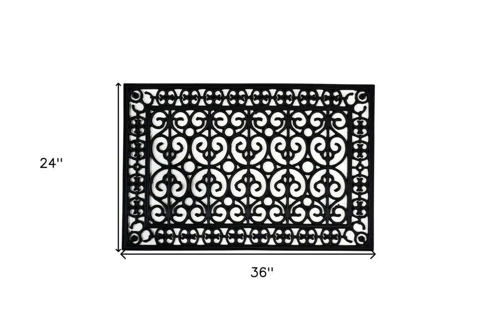 24" X 36" Black Rubber Outdoor Door Mat - NOBLE HOME INTERIORS