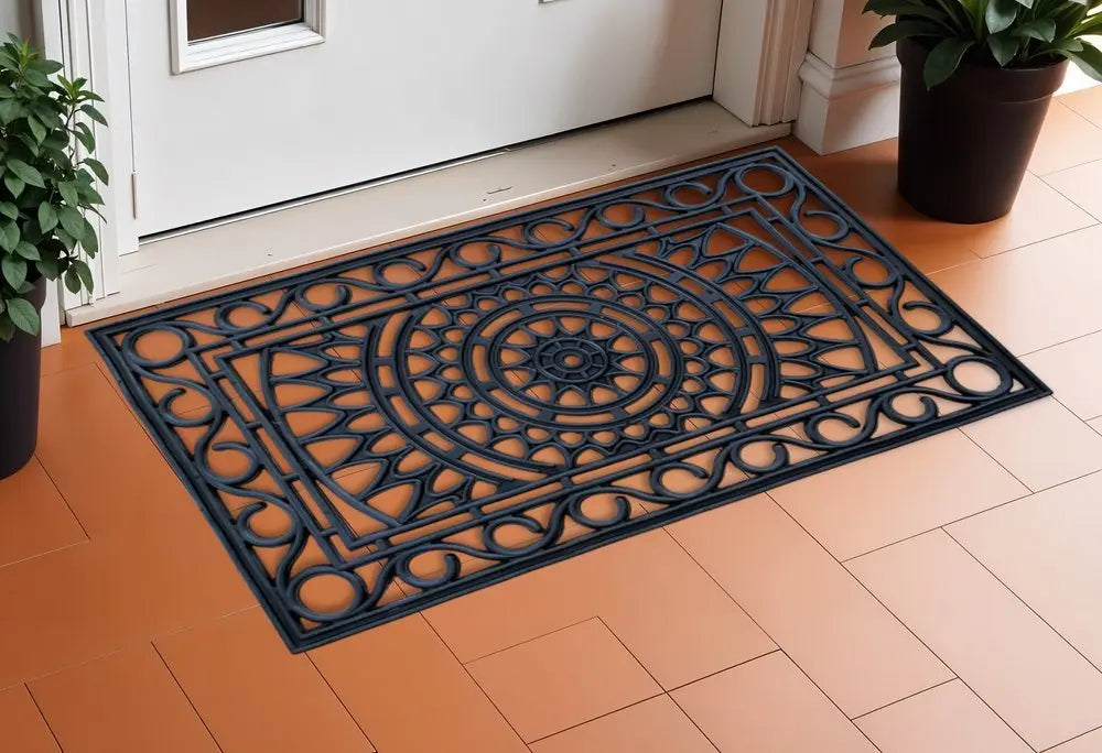 24" X 36" Black Rubber Outdoor Door Mat - NOBLE HOME INTERIORS