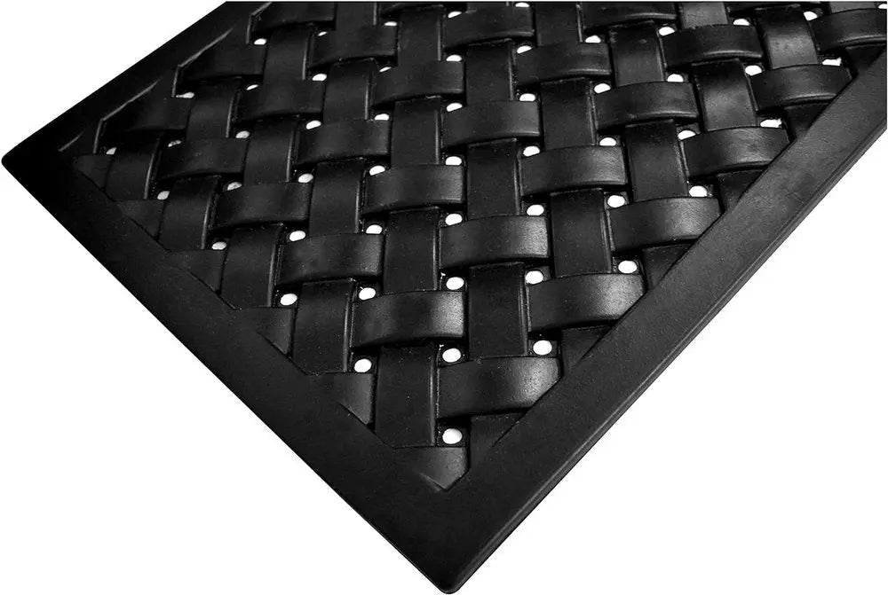 24" X 36" Black Rubber Weave Outdoor Door Mat - NOBLE HOME INTERIORS