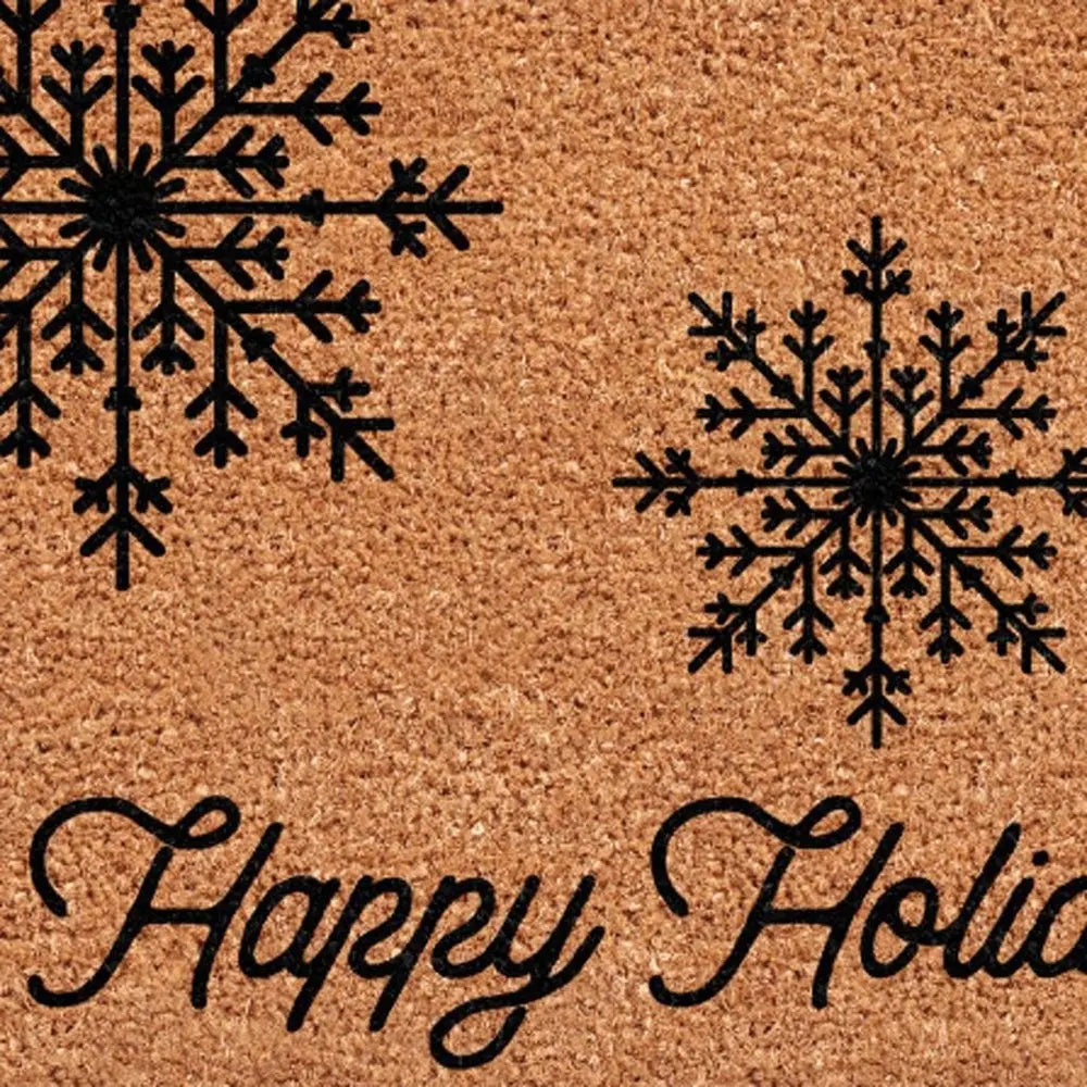 24" X 36" Brown And Black Christmas Merry Christmas Outdoor Coir Door Mat - NOVA HOME FURNITURE