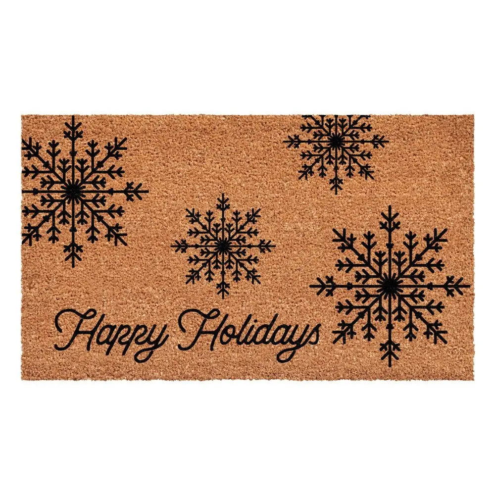 24" X 36" Brown And Black Christmas Merry Christmas Outdoor Coir Door Mat - NOVA HOME FURNITURE
