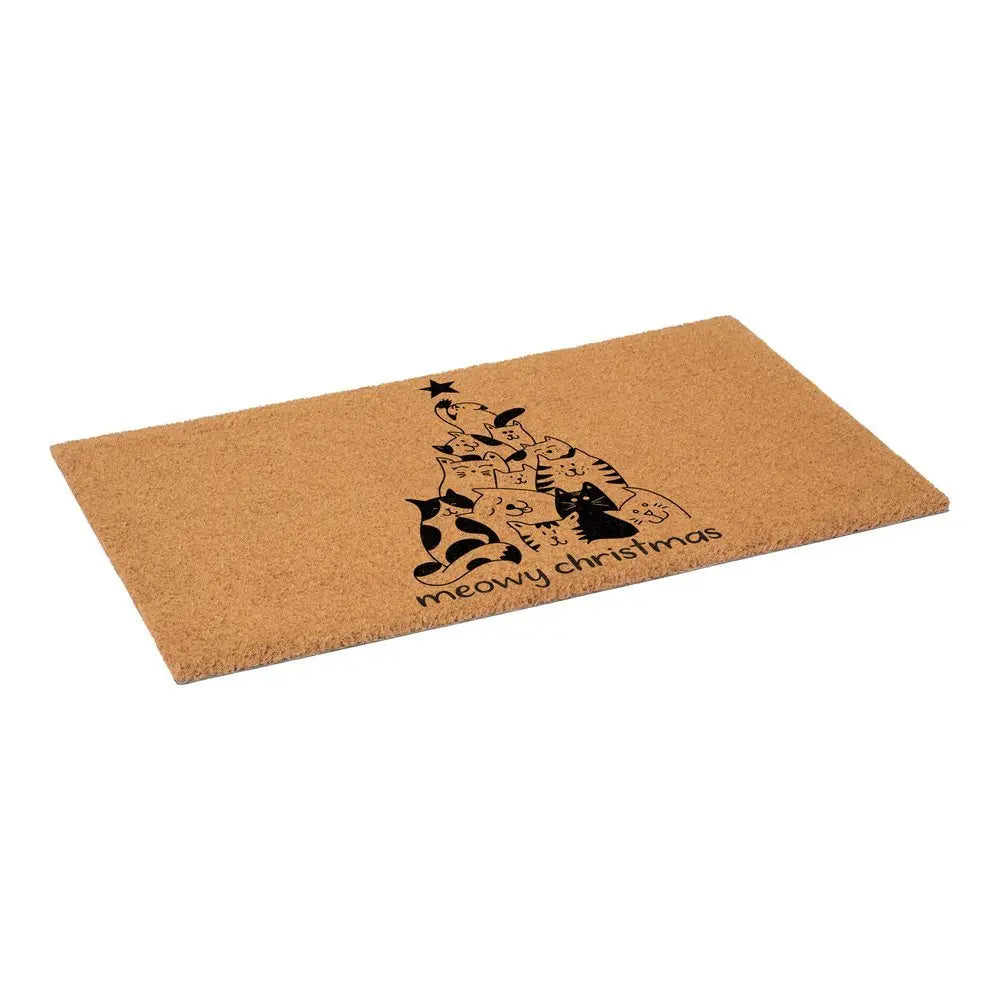24" X 36" Brown And Black Christmas Outdoor Coir Door Mat - NOVA HOME FURNITURE