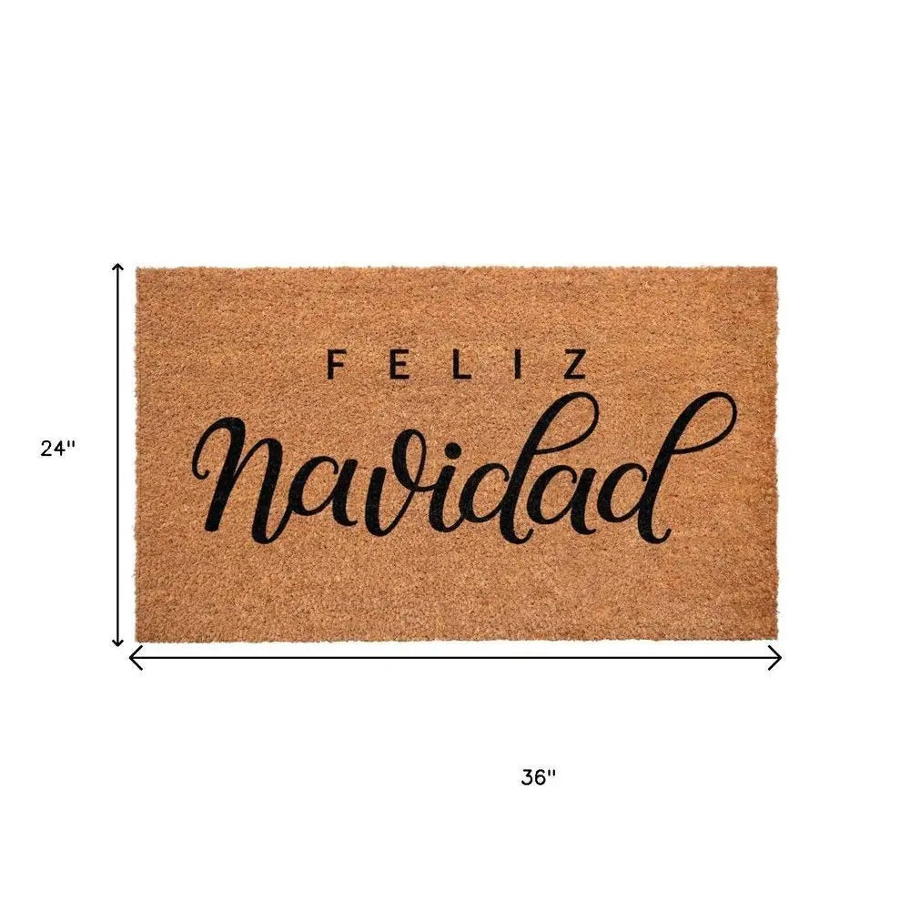 24" X 36" Brown And Black Christmas Outdoor Coir Door Mat - NOVA HOME FURNITURE