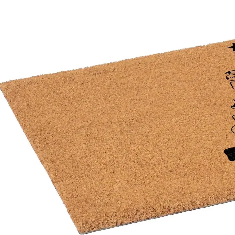 24" X 36" Brown And Black Christmas Outdoor Coir Door Mat - NOVA HOME FURNITURE