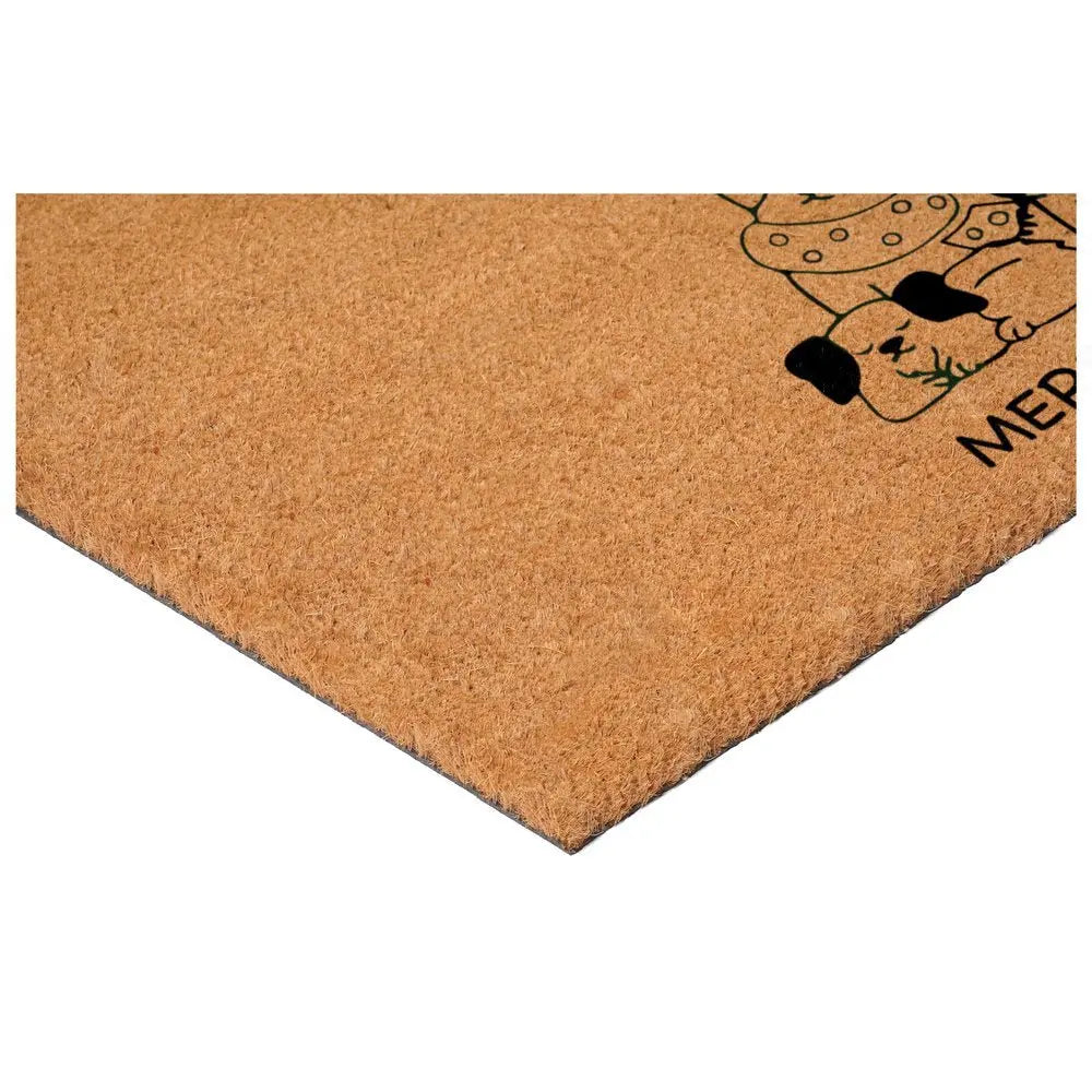 24" X 36" Brown And Black Christmas Outdoor Coir Door Mat - NOVA HOME FURNITURE