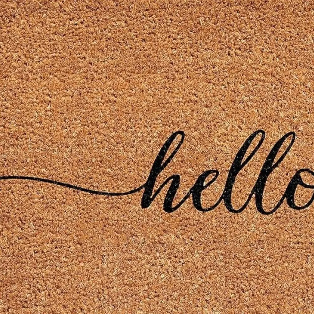 24" X 36" Brown And Natural Fall Hello Fall Outdoor Coir Door Mat - NOVA HOME FURNITURE