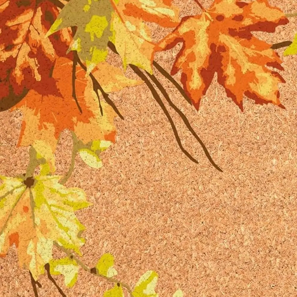 24" X 36" Brown And Natural Fall Leaves Outdoor Coir Door Mat - NOBLE HOME INTERIORS