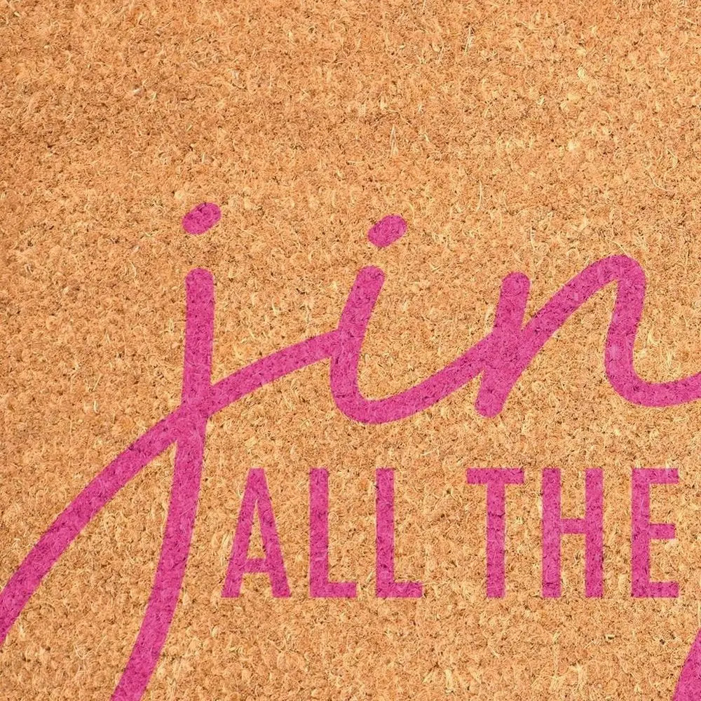 24" X 36" Brown And Pink Christmas Outdoor Coir Door Mat - NOVA HOME FURNITURE