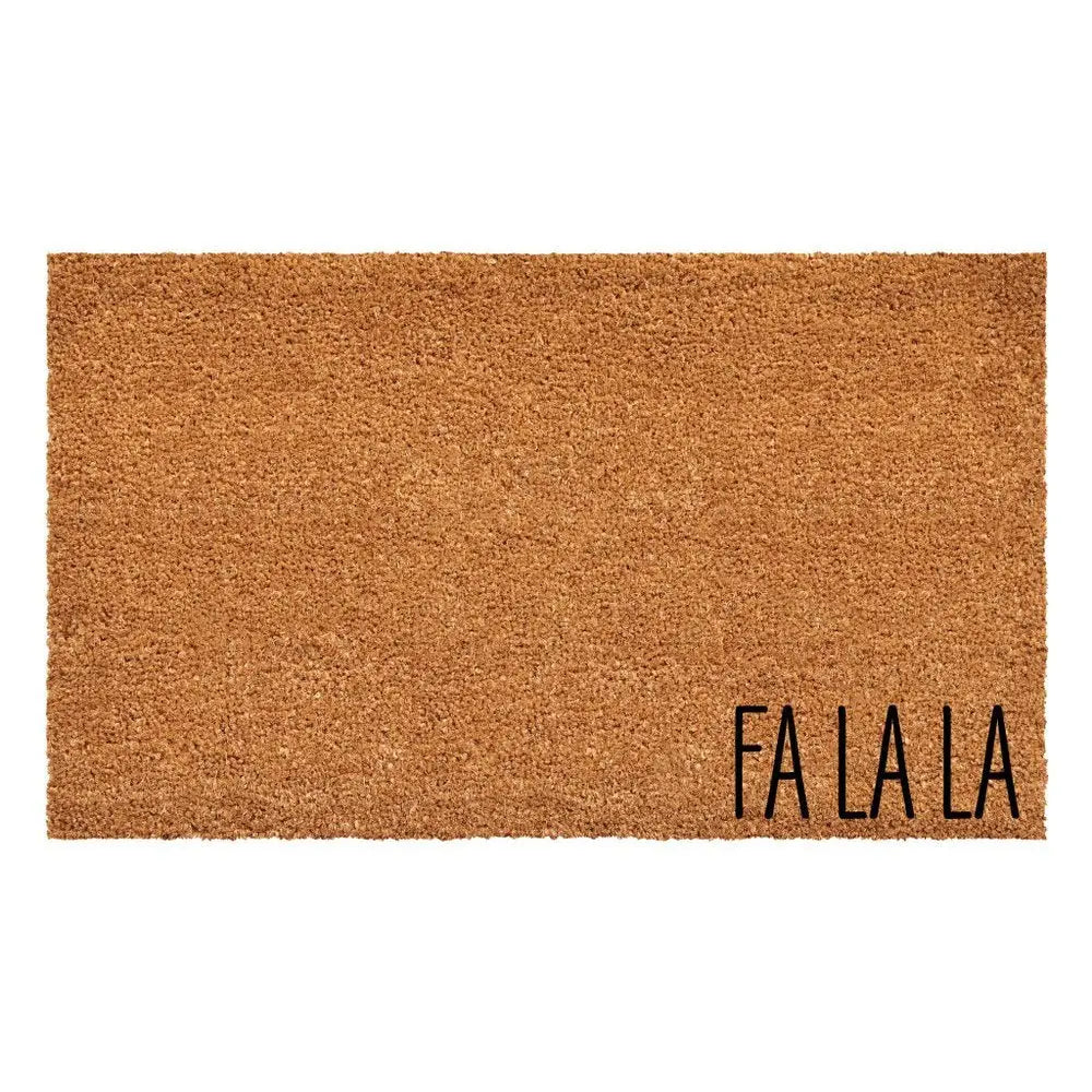 24" X 36" Brown Christmas Fa La La Outdoor Coir Door Mat - NOVA HOME FURNITURE