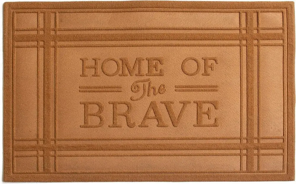 24" X 36" Brown Striped Border Home Of The Brave Outdoor Polypropylene Door Mat - NOVA HOME FURNITURE