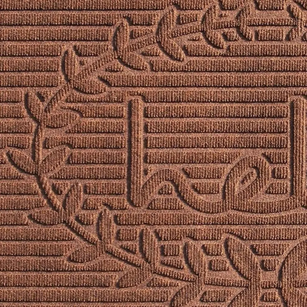 24" X 36" Brown Striped Hello Outdoor Polypropylene Door Mat - NOBLE HOME INTERIORS