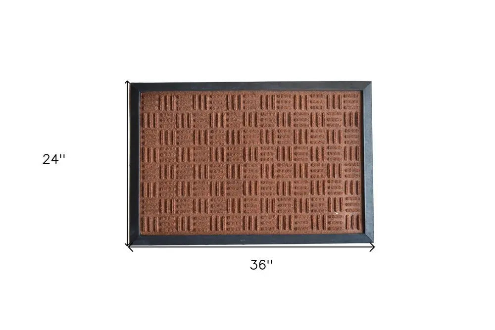 24" X 36" Brown Synthetic Fiber Abstract Outdoor Door Mat - NOBLE HOME INTERIORS