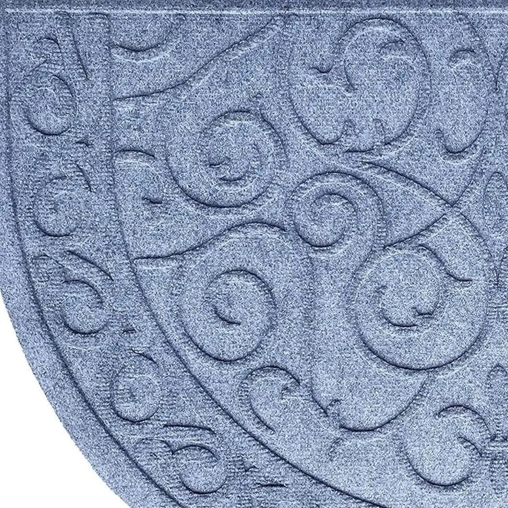 24" X 36" Gray Scrollwork Semi Circle Outdoor Polypropylene Door Mat - NOBLE HOME INTERIORS