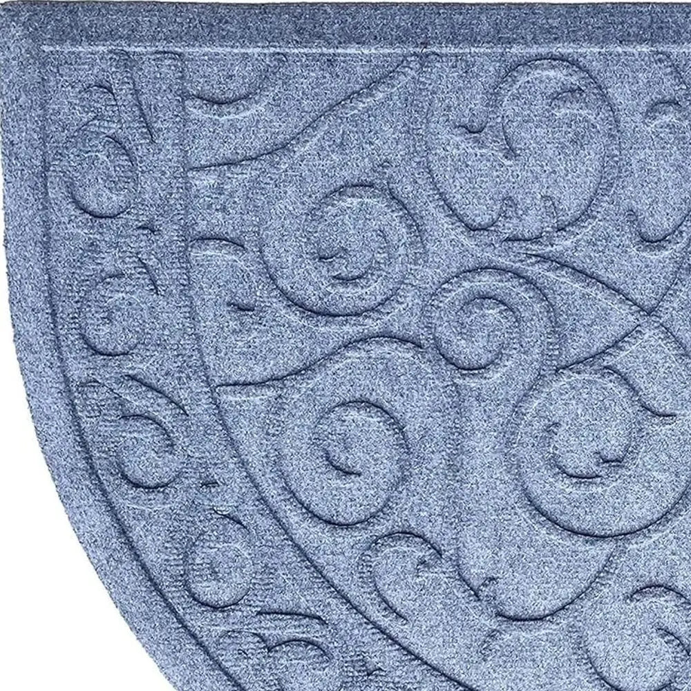 24" X 36" Gray Scrollwork Semi Circle Outdoor Polypropylene Door Mat - NOBLE HOME INTERIORS