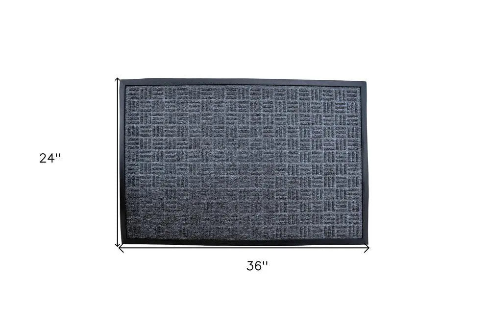 24" X 36" Gray Synthetic Fiber Abstract Outdoor Door Mat - NOBLE HOME INTERIORS