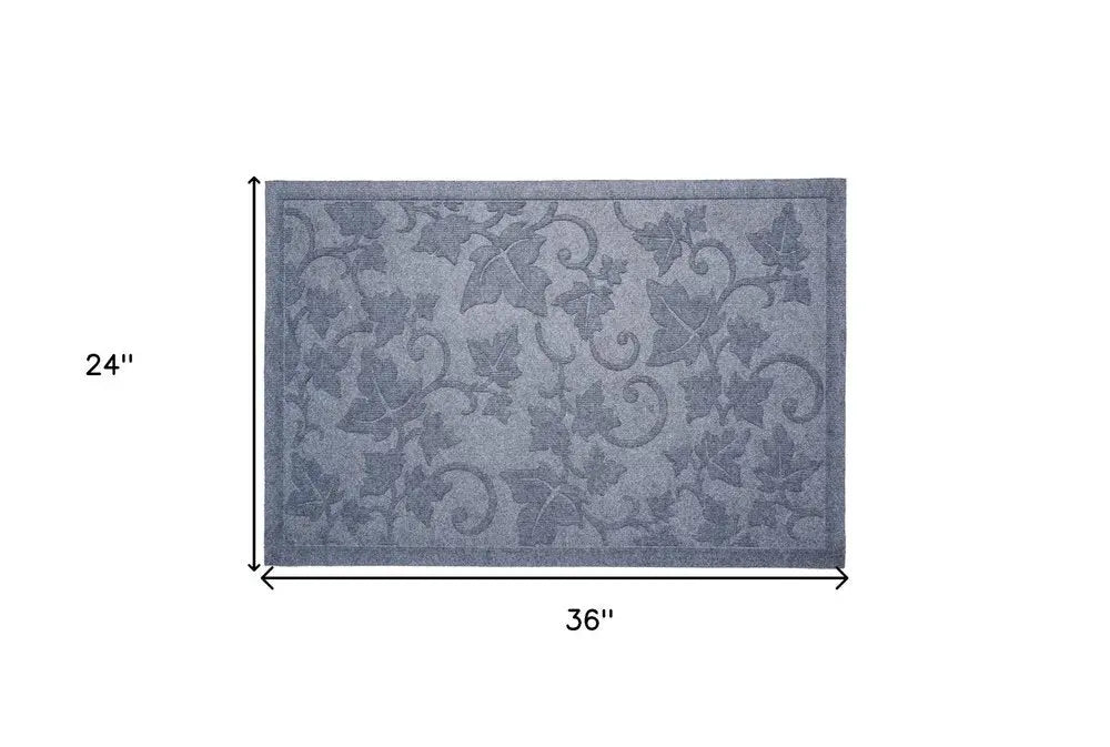 24" X 36" Light Gray Rubber Botanical Leaves Outdoor Door Mat - NOBLE HOME INTERIORS