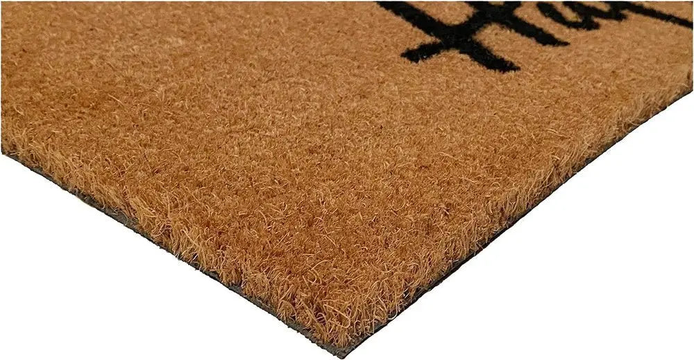 24" X 36" Natural and Black Coir Bumblee Bee Happy Outdoor Door Mat - NOBLE HOME INTERIORS