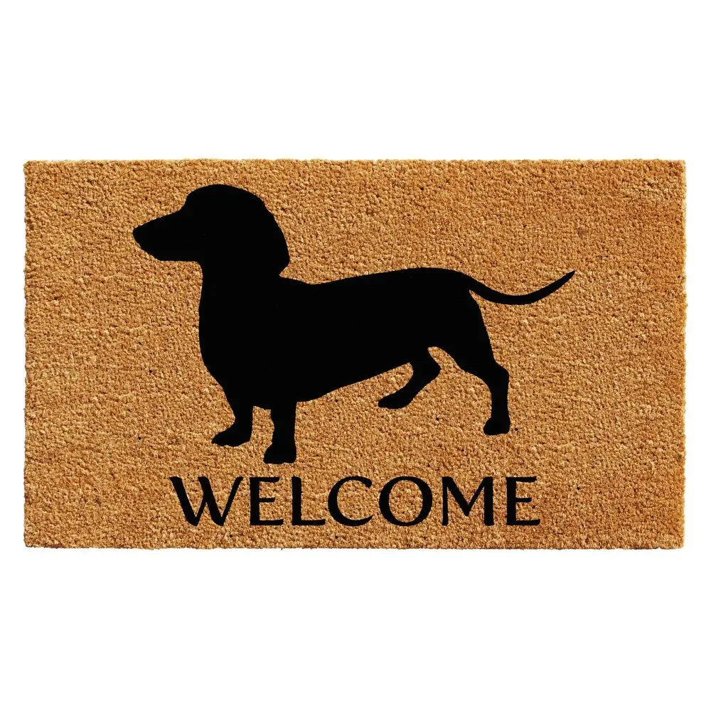 24" X 36" Natural and Black Coir Dachshund Welcome Outdoor Door Mat - NOBLE HOME INTERIORS