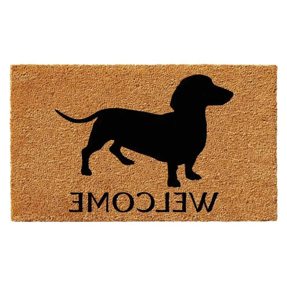 24" X 36" Natural and Black Coir Dachshund Welcome Outdoor Door Mat - NOBLE HOME INTERIORS