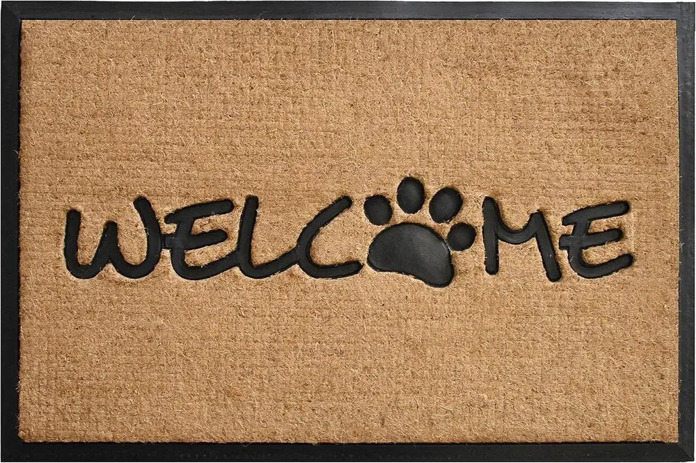 24" X 36" Natural And Black Coir Welcome Outdoor Door Mat - NOBLE HOME INTERIORS