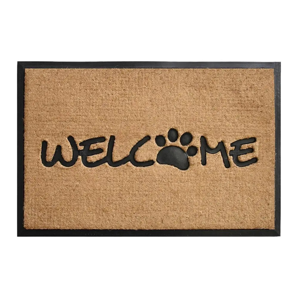 24" X 36" Natural And Black Coir Welcome Outdoor Door Mat - NOBLE HOME INTERIORS