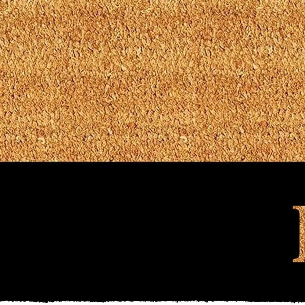 24" X 36" Natural And Black Color Block Hello Outdoor Coir Door Mat - NOBLE HOME INTERIORS