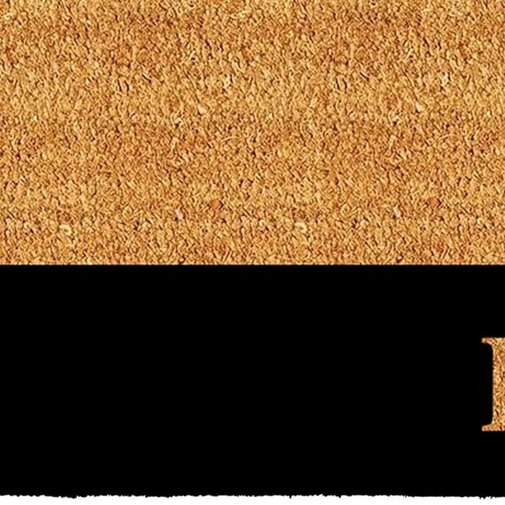 24" X 36" Natural And Black Color Block Hello Outdoor Coir Door Mat - NOBLE HOME INTERIORS