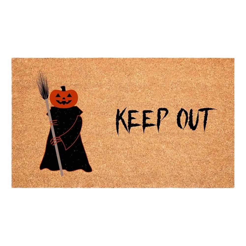 24" X 36" Natural And Brown Halloween Halloween Outdoor Coir Door Mat - NOVA HOME FURNITURE